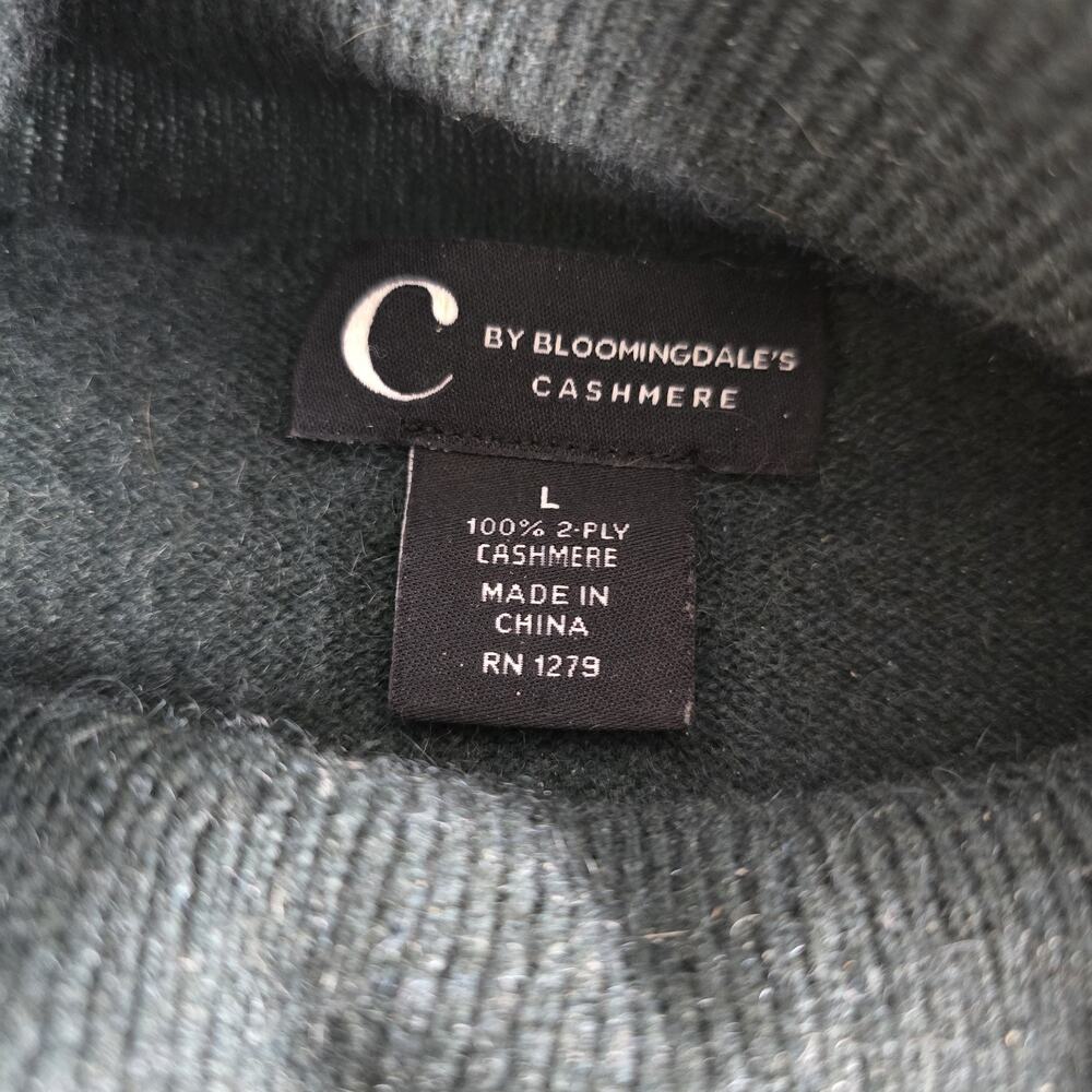 100% CASHMERE C By Bloomingdales Turtleneck Sweater Large forrest Green 4.99shp - Picture 3 of 7